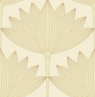 Lotus Art Deco, Beige and Cream, smaller wallpaper