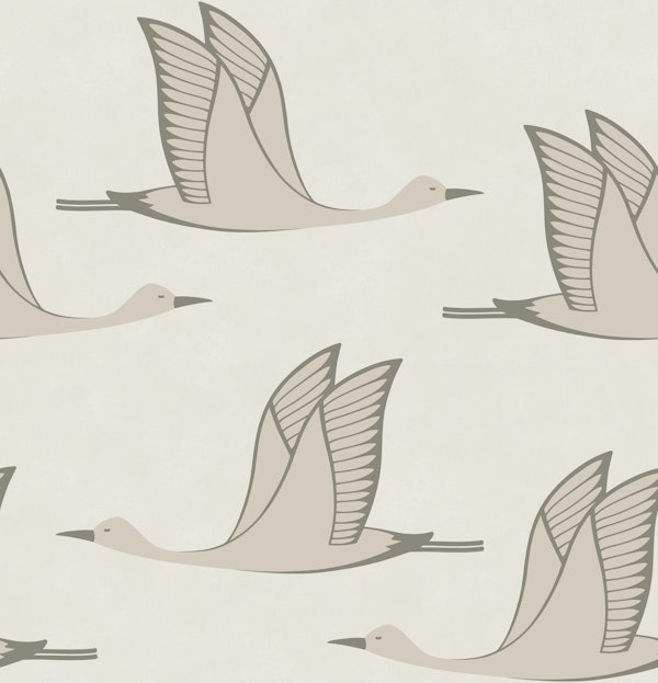 Flying birds - beige, cream