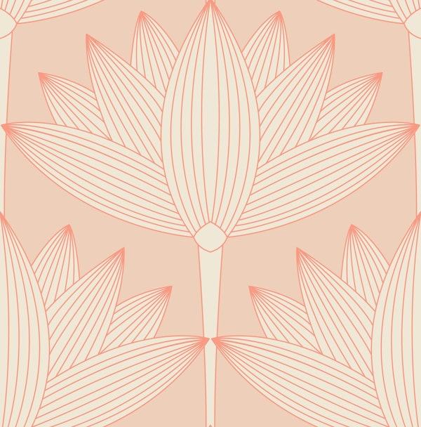 Lotus Art Deco, Peach Pink