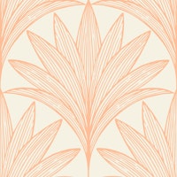 Art Deco Palm Leaf, Peach Fuzz on Ivory White tapetit
