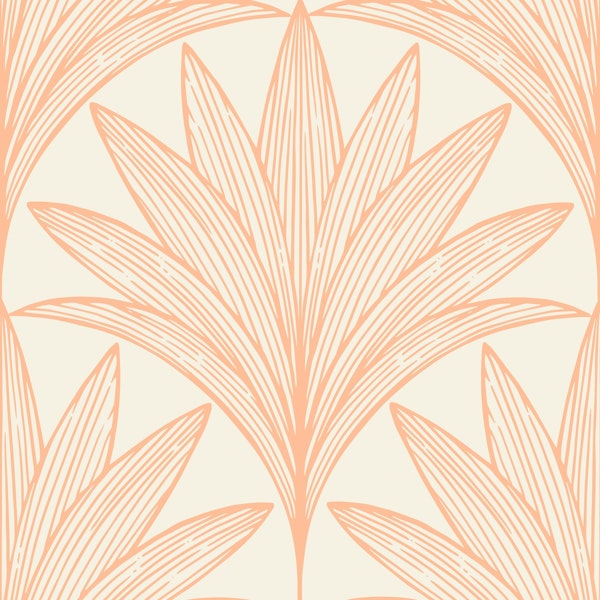 Art Deco Palm Leaf, Peach Fuzz, smaller