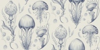 Fantastic Jellyfish - Delft Blue & Cream carta da parati