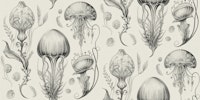 Fantastic Jellyfish - Black & Cream carta da parati