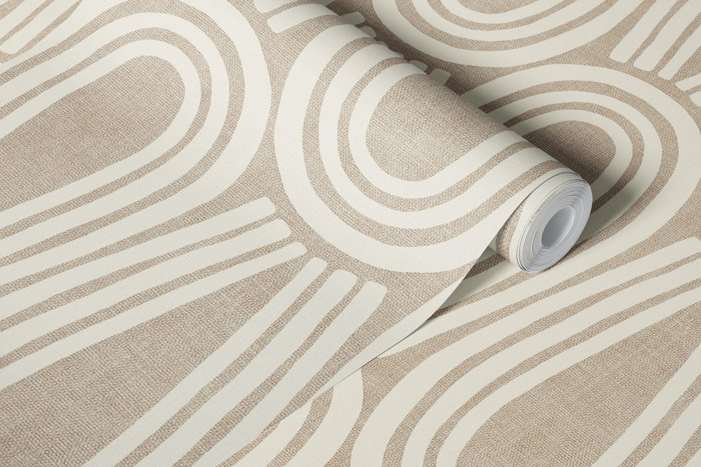 Textured Loops in Oatmeal and Taupe wallpaper roll