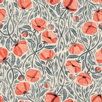 Peachy Coral Scattered Poppies behang