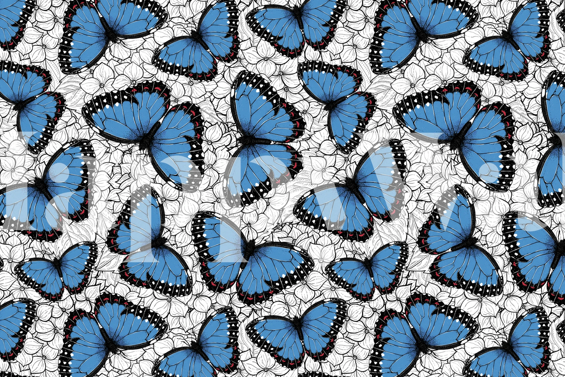 Carta da parati Blue Morpho Butterflies in una stanza