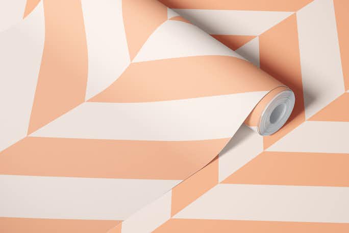 Diagonal Stripes Peach Fuzz Chevron Geowallpaper roll