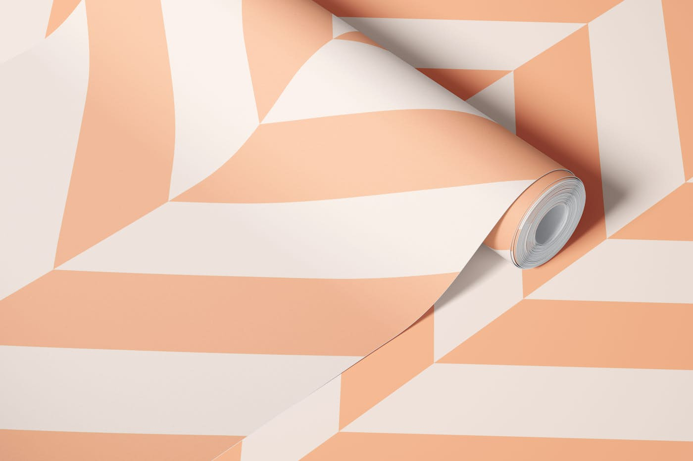 Diagonal Stripes Peach Fuzz Chevron Geo wallpaper roll