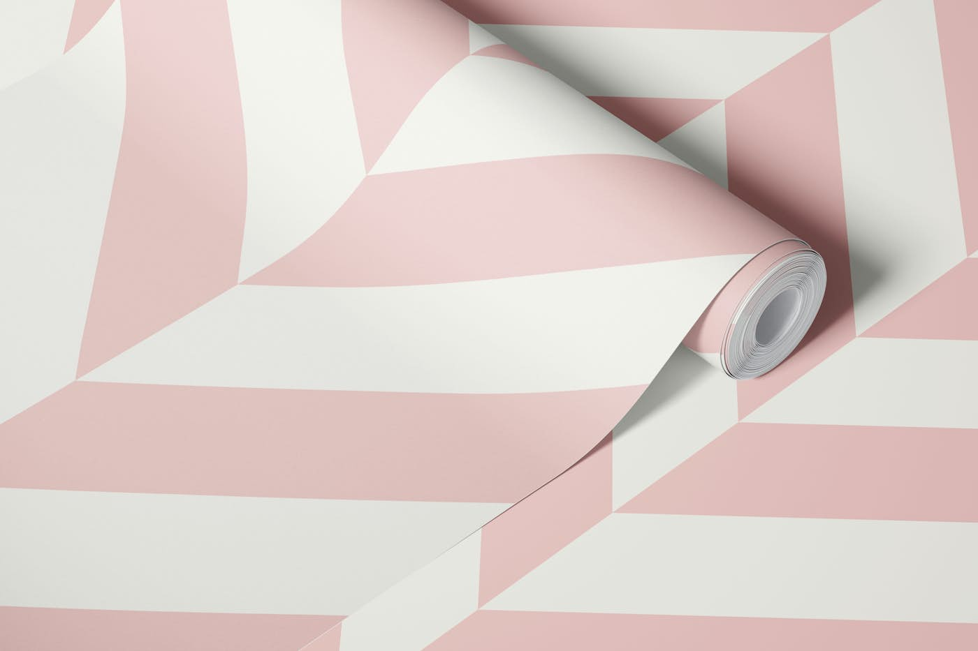 Diagonal Stripes in Soft Dusky Pink Chevron wallpaper roll