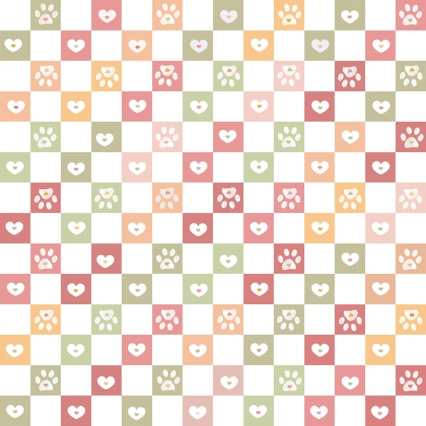 Plaid pattern cute paw