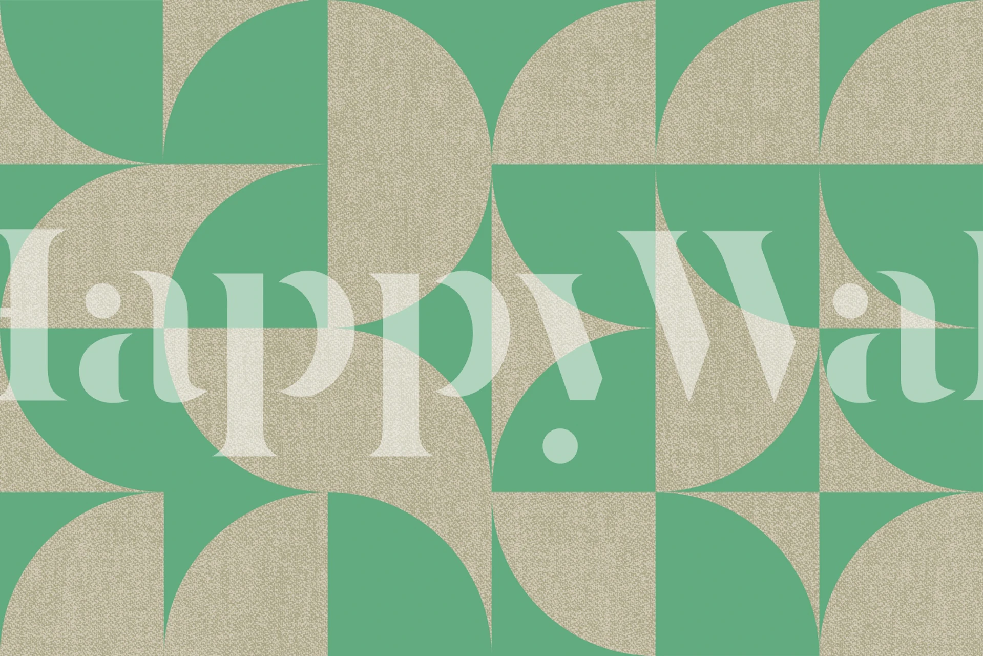 Mid-Century geometric wallpaper in green and beige