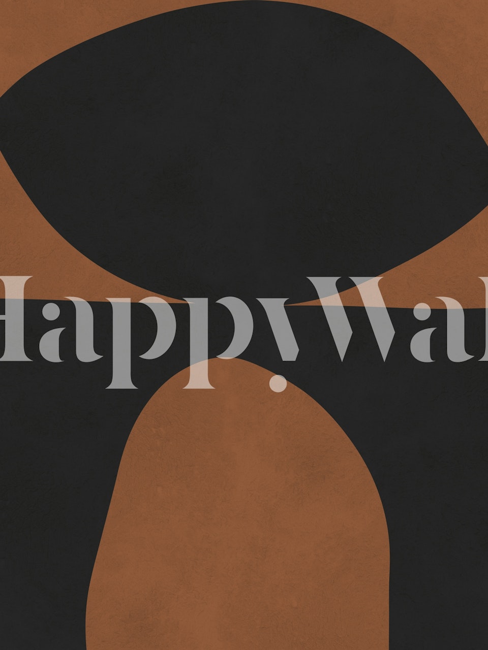 Veggmaleri i terrakotta og svarte geometriske former