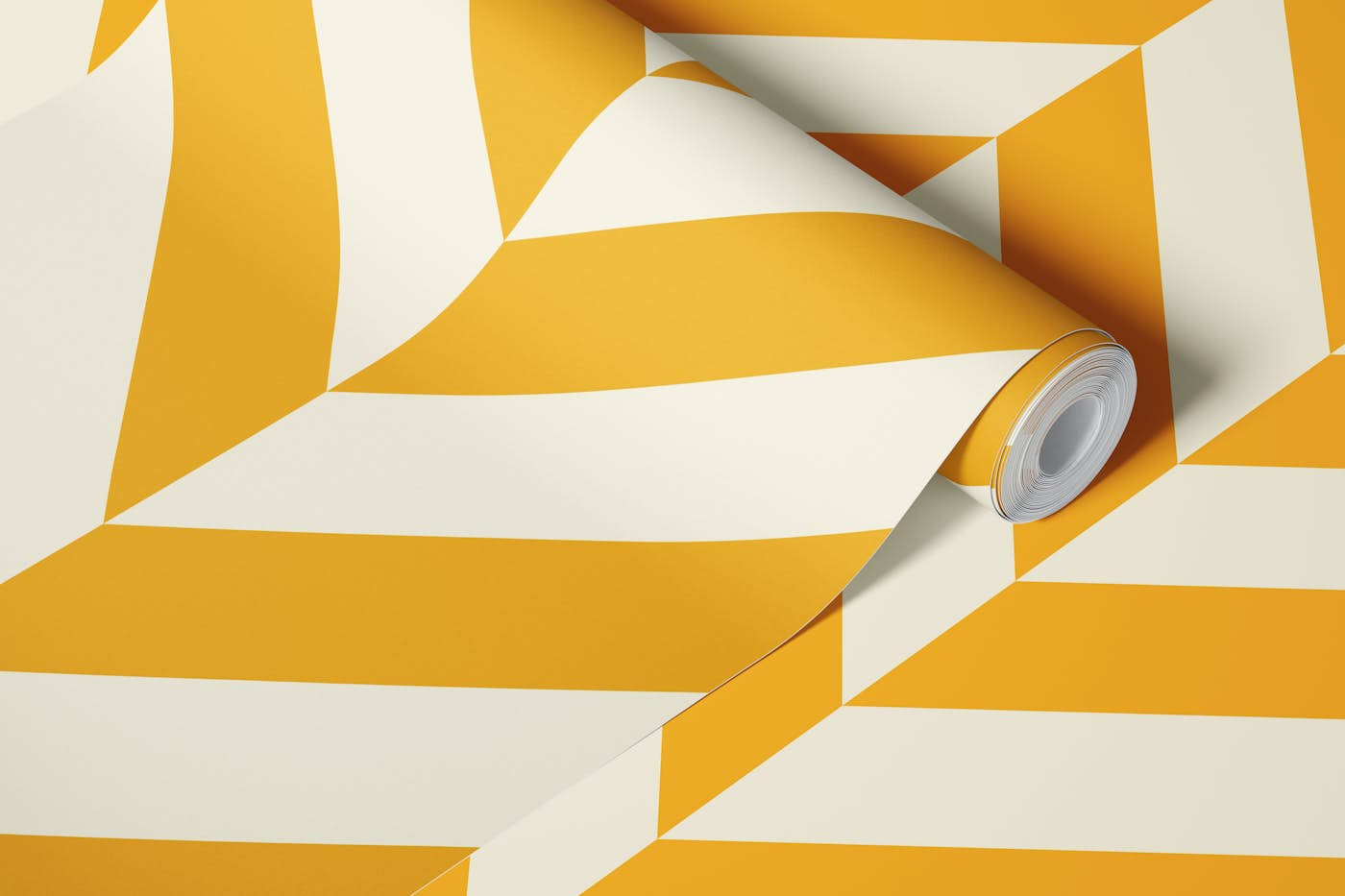 Bold Diagonal Stripes in Golden Ochre Yellow wallpaper roll