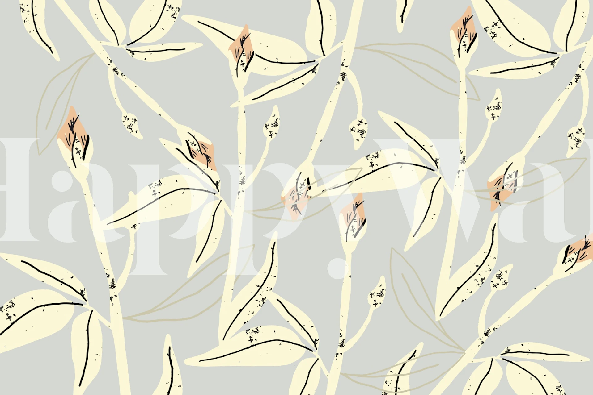 Papel de parede Retro Scandi Flowers em um quarto