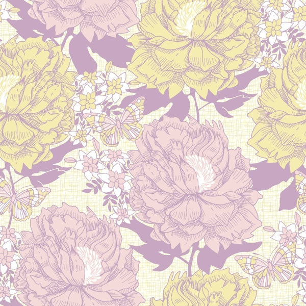 lush flowers yellow, rose, lilac