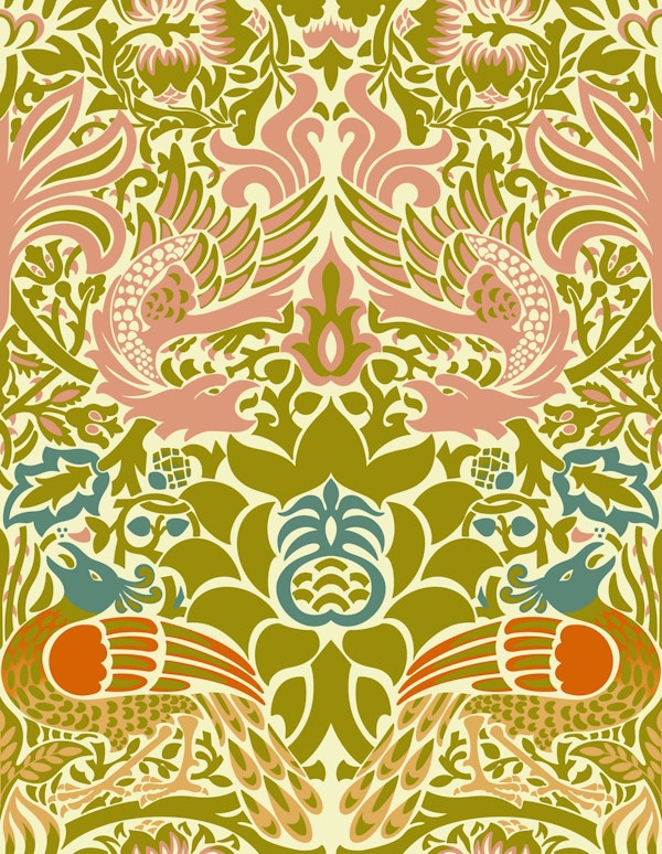 Victorian Peacock and Dragon pattern 4