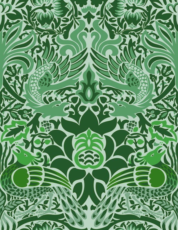 Victorian Peacock and Dragon pattern 5