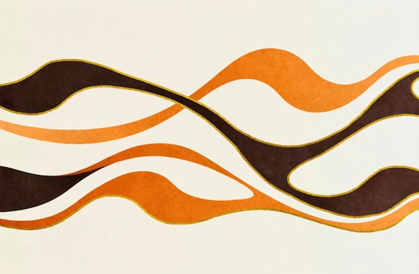 Abstract Art Warm Watercolor Waves