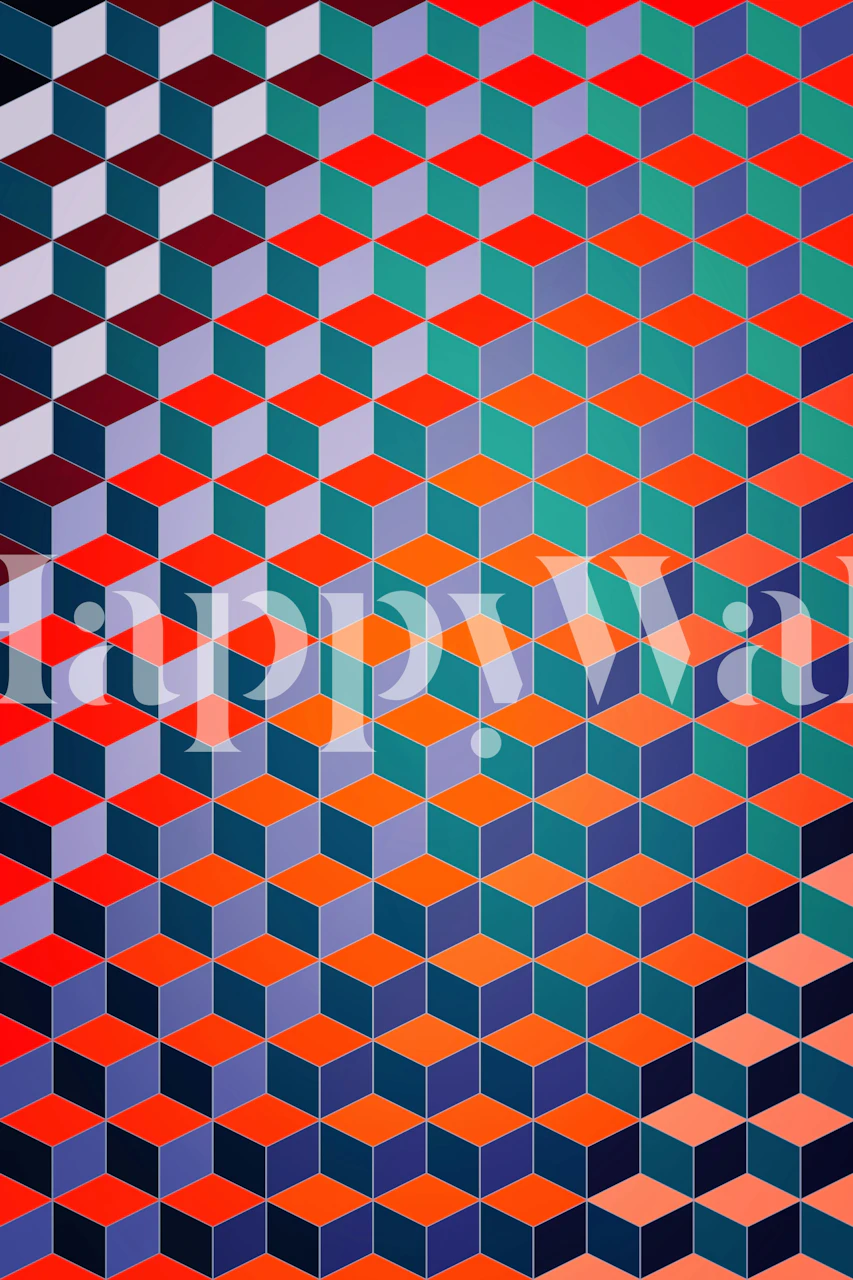 Papier peint Cubic III présenté dans une chambre