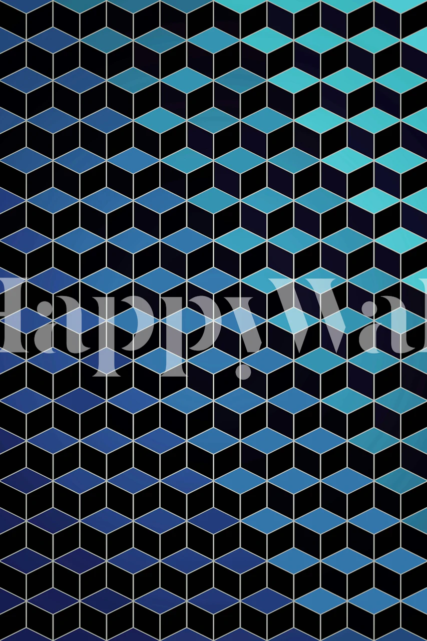 Papier peint à motifs Cubic IV dans une pièce