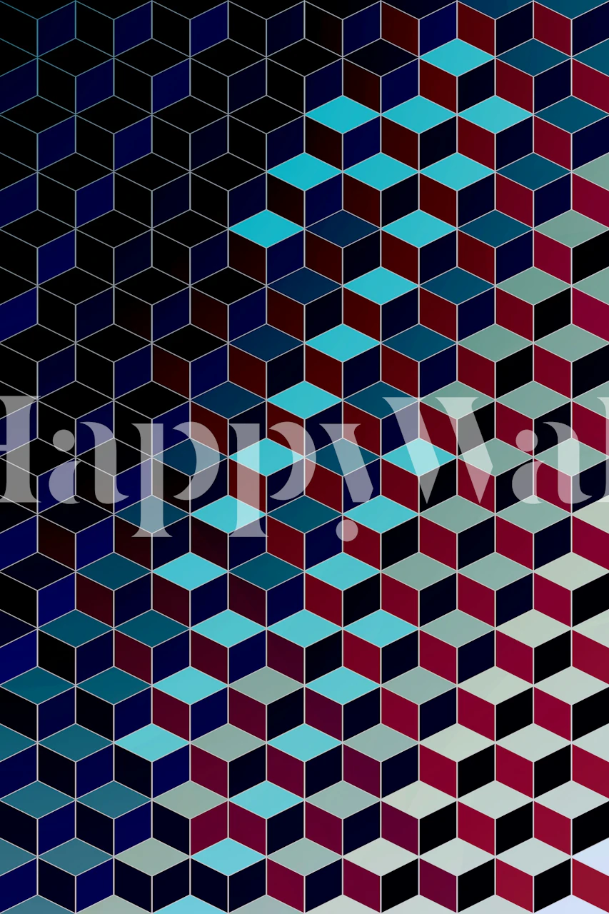 Cubic V geometrisch behang in een kamer