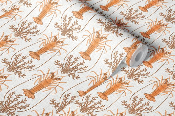 Orange language with brown coralswallpaper roll