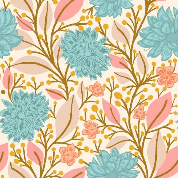 soft blue and pink floral trailing