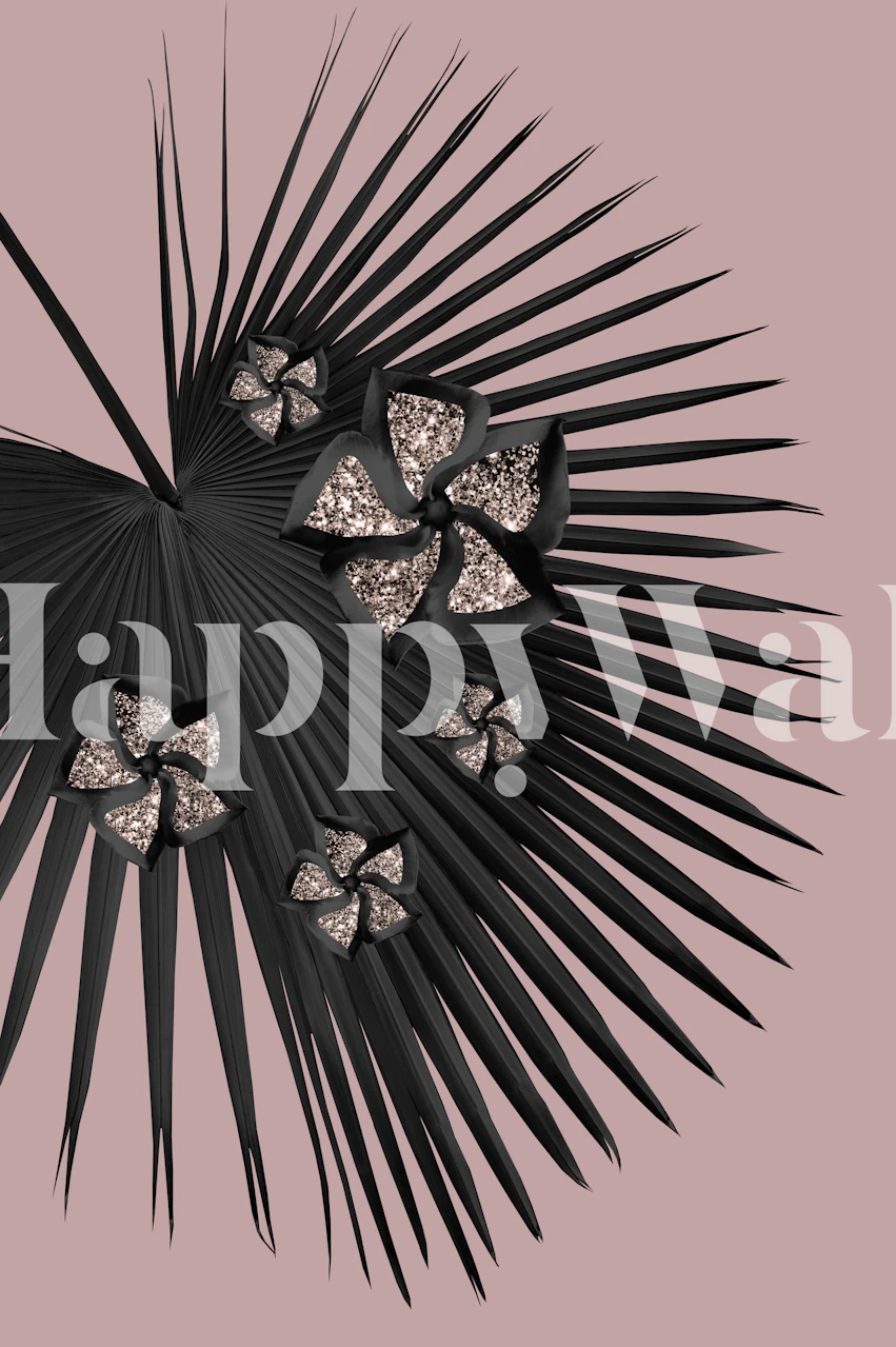 Fan Palm Floral Glitter 3 tapetti huoneessa