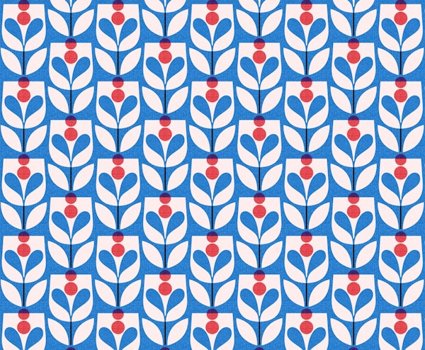 Party blooms-blue-mid century modern