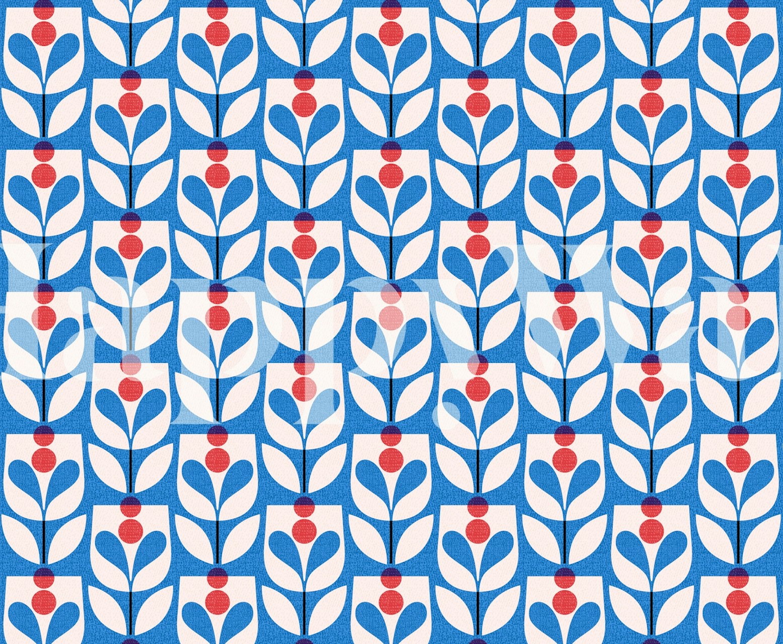 Σχέδιο ταπετσαρίας Party blooms-blue σε ένα δωμάτιο