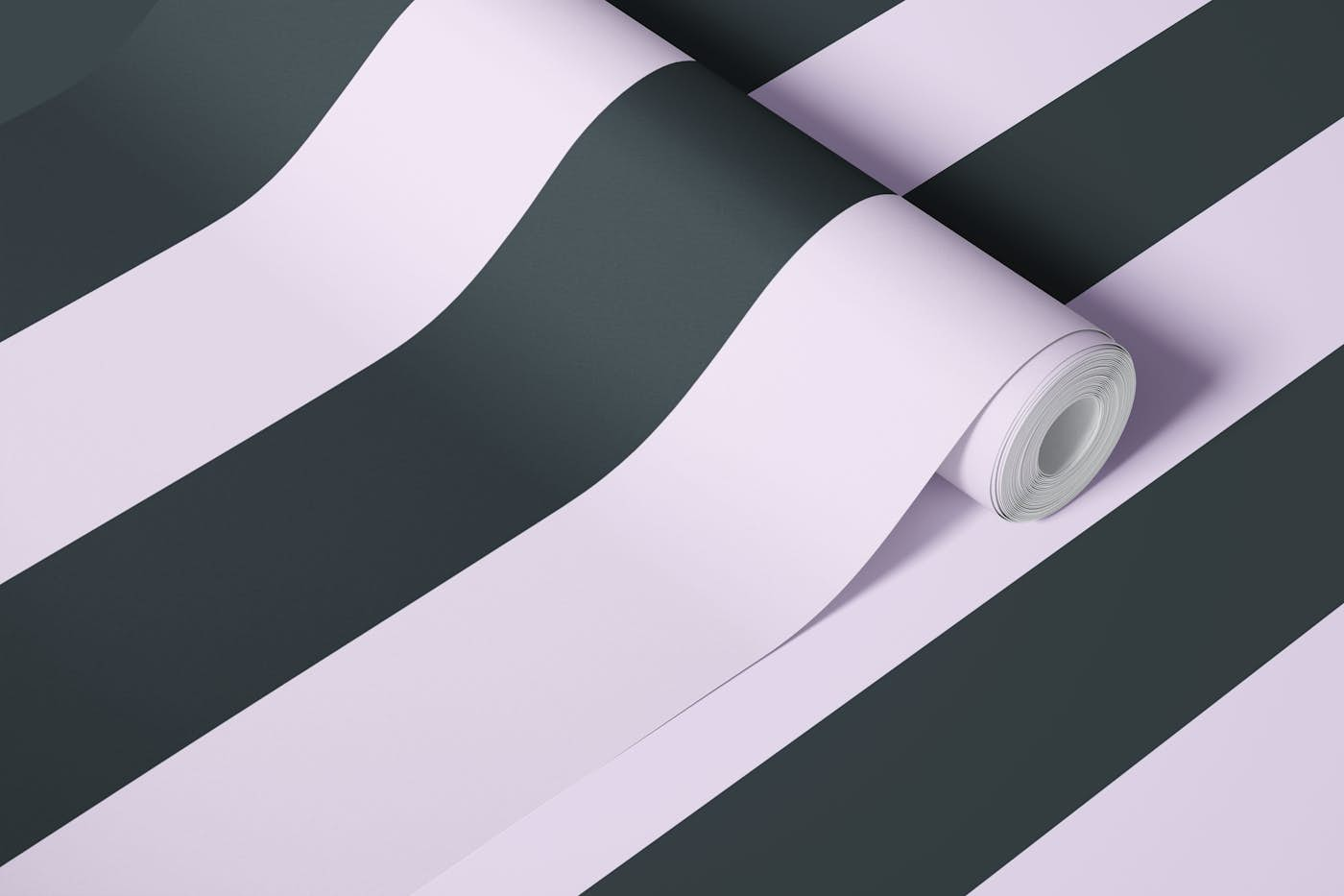 Bold vertical stripes soft black lavender wallpaper roll