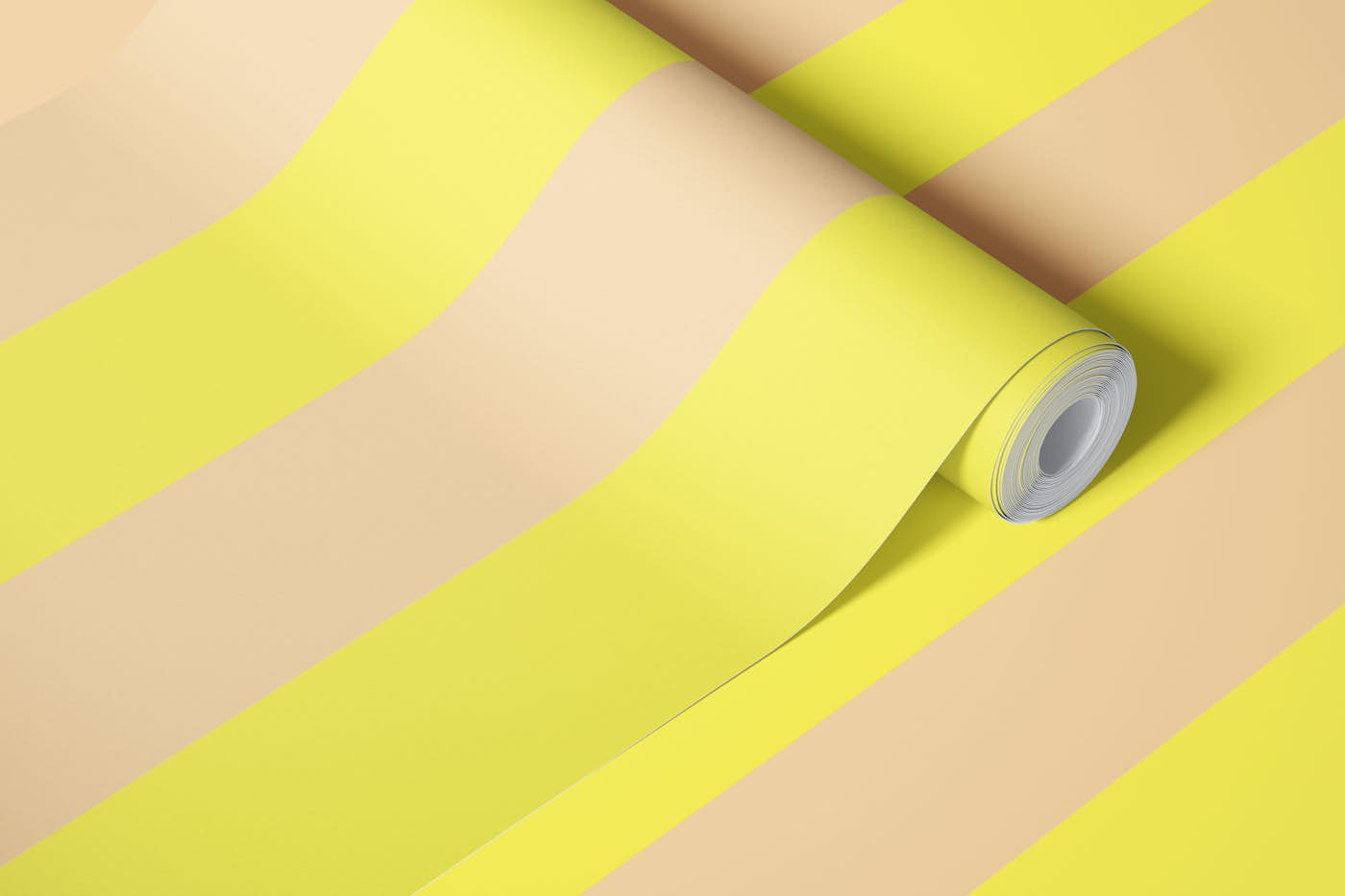 Bold vertical stripes yellow wheat wallpaper roll