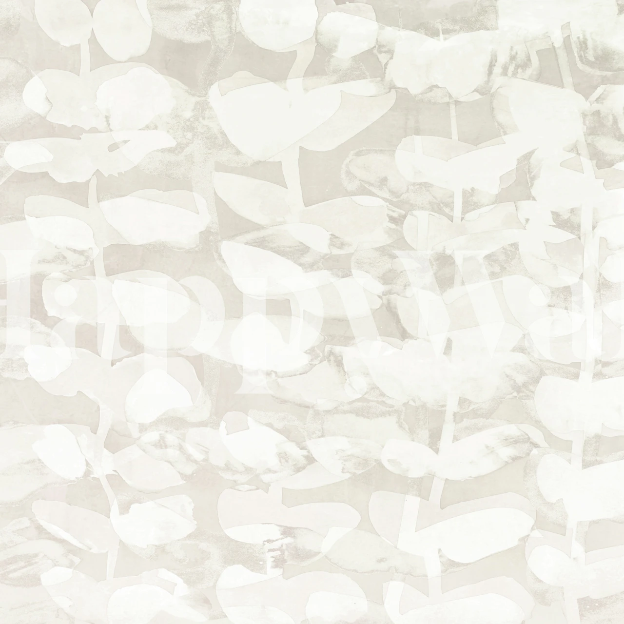Botanical leaves pattern in neutral green and white wallpaper