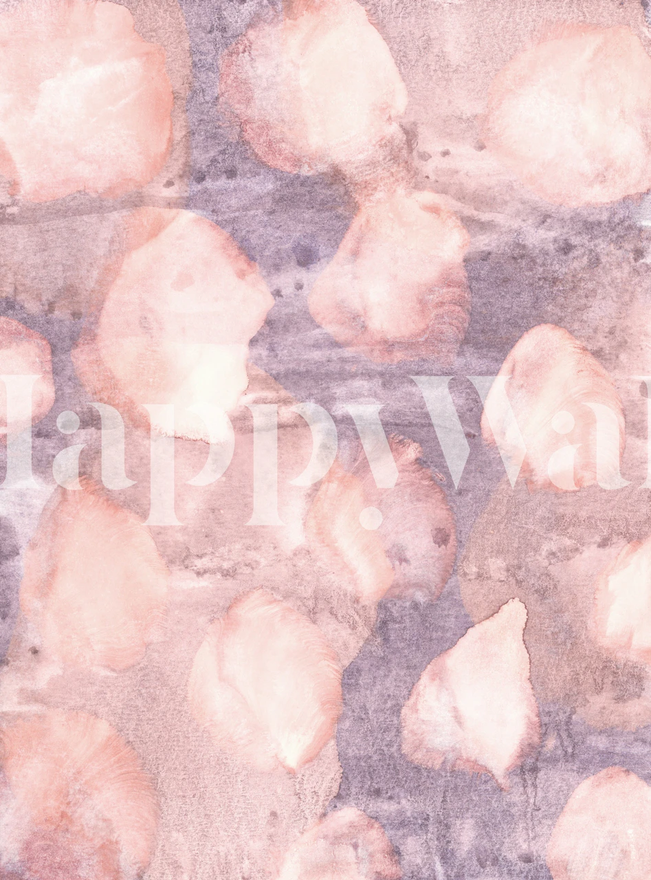 Watercolor Texture Peach Fuzz Wall Mural with Dusky Pinks and Greys