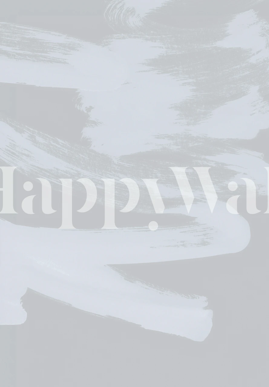 Abstract neutral gestural brushstrokes wall mural in shades of white and gray