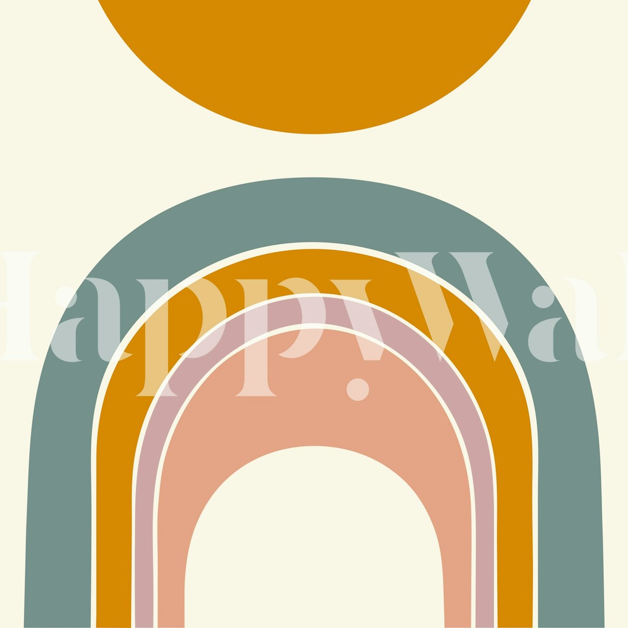 Sun and Rainbow wallpaper in a room