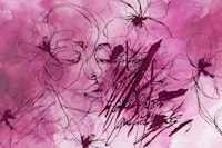 Passionate Pink Dreams Ink Line Art Female papiers peint
