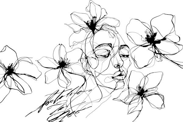 Wild Flowers Female Line Art