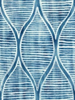 Ocean Blue and Off-White Hand Painted Ogees ταπετσαρία