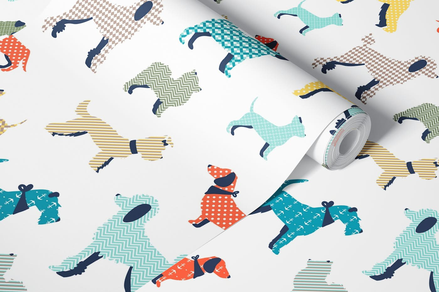 Patterned Dogs wallpaper roll