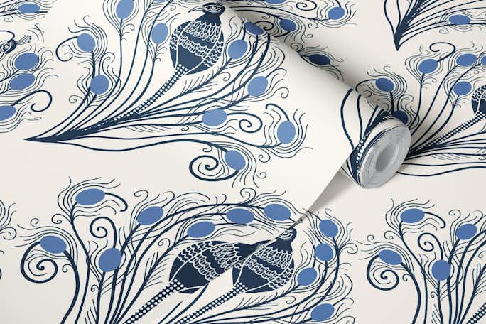 Blue Peacock featherswallpaper roll