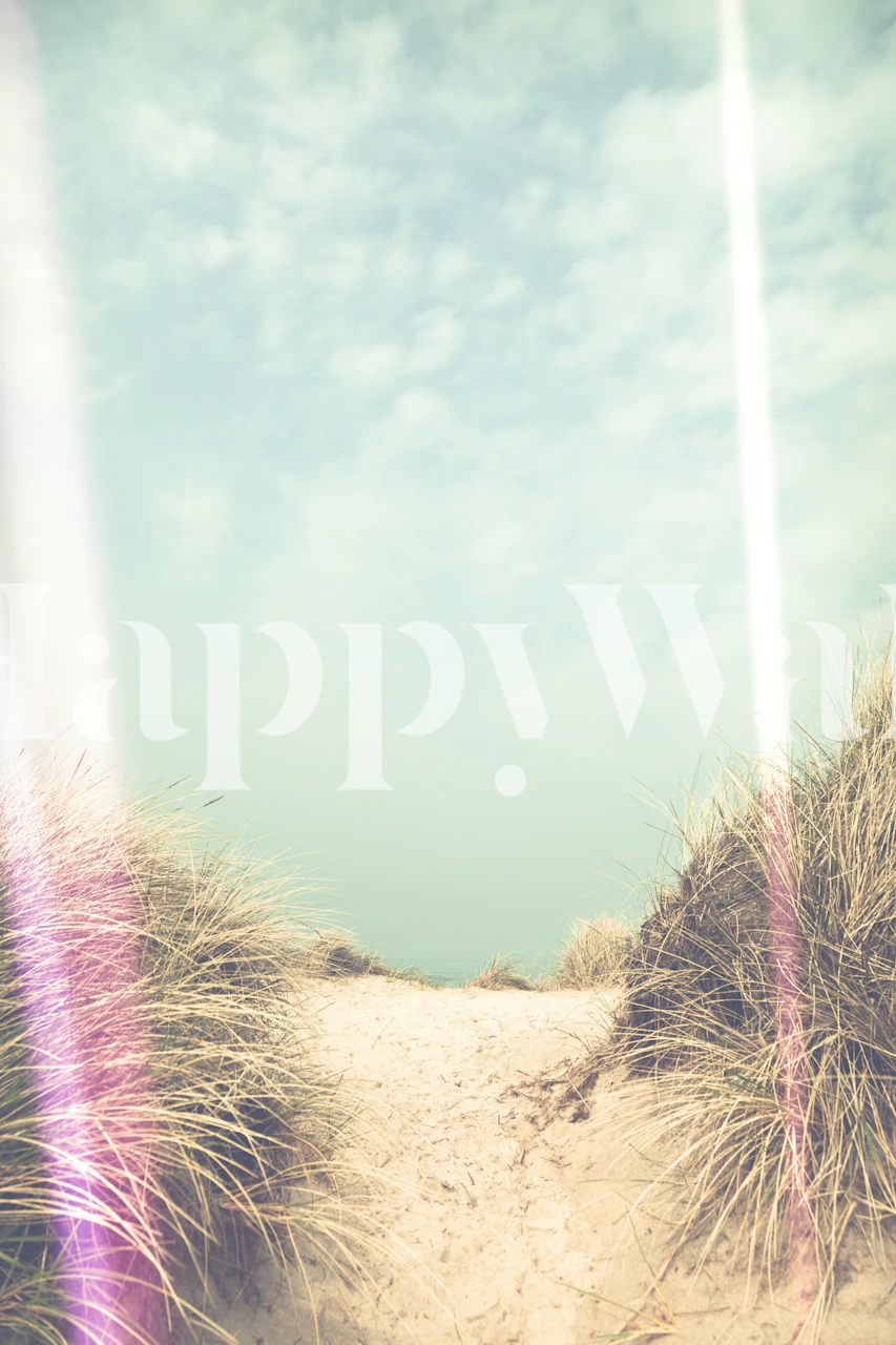 Beach scene wallpaper with light leaks