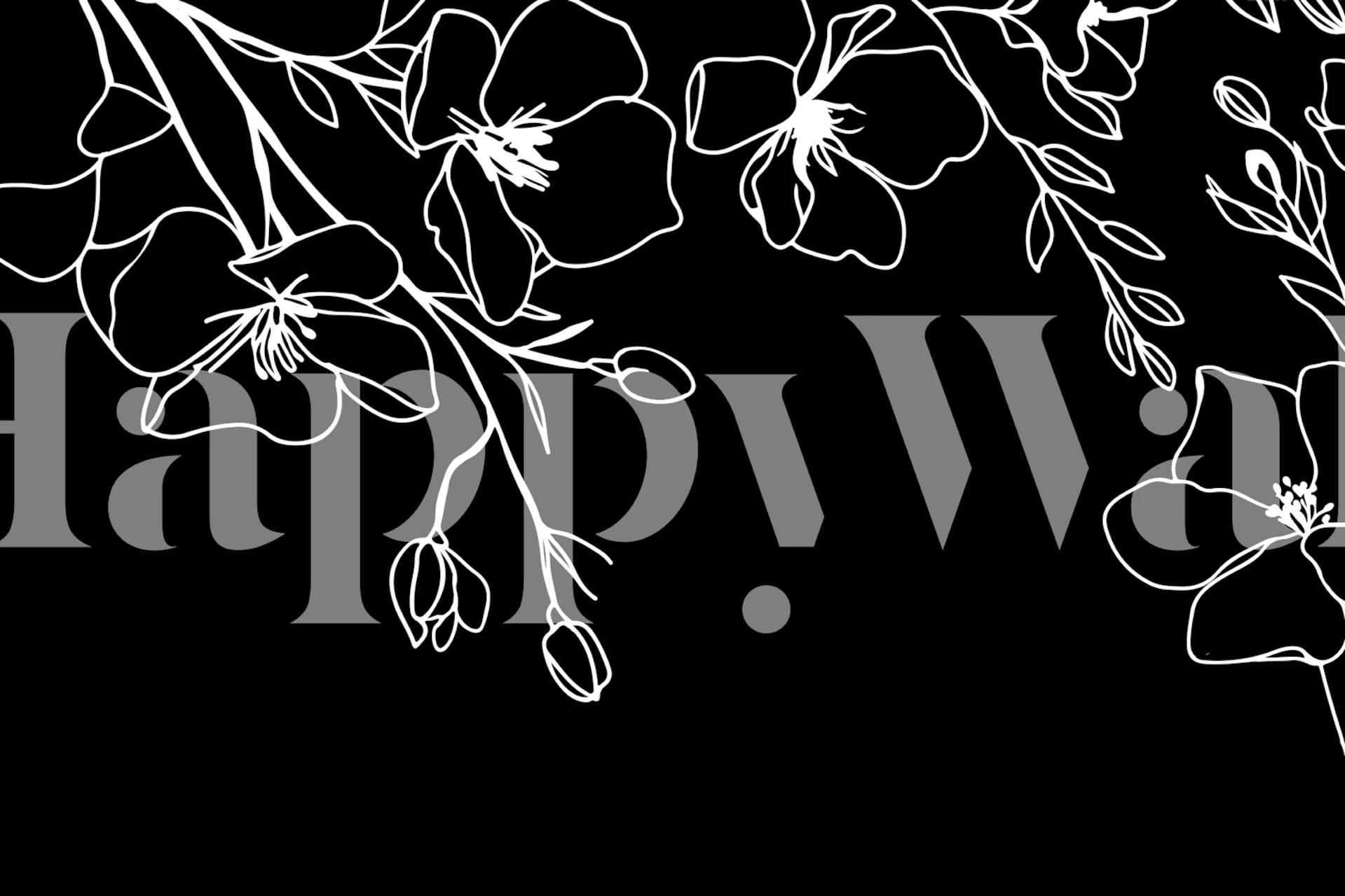 Minimalist Flower Study White On Black