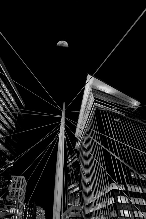 Half Moon Over The Mast At Millennium Bridge