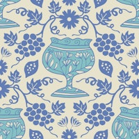 DIONYSIAN Greek Floral Lemons Grapes Cream wallpaper