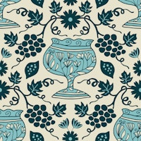 DIONYSIAN Greek Floral Lemons Grapes Aqua wallpaper