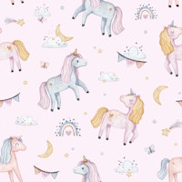Enchanted Unicorns - pink behang