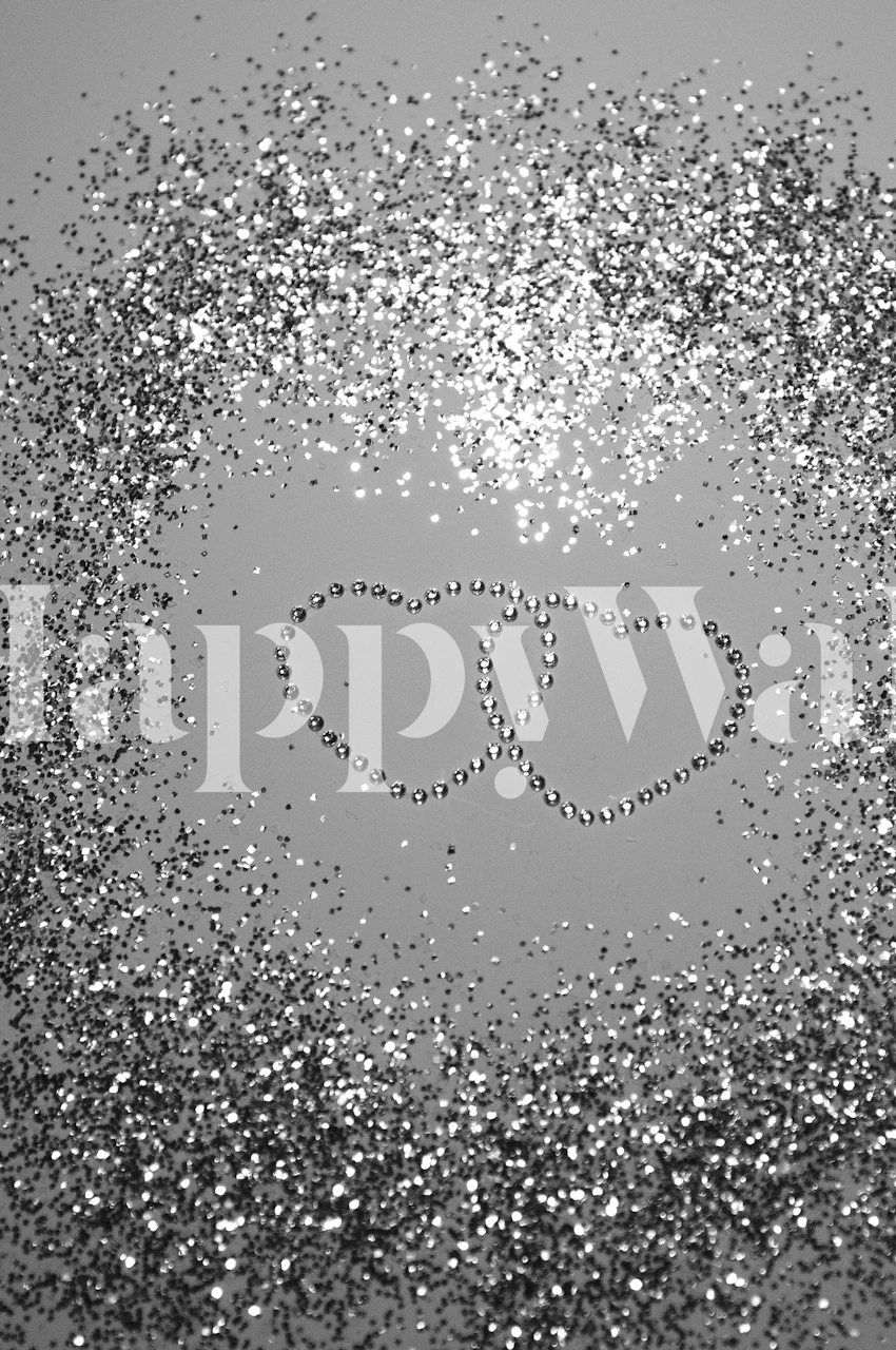 Sparkling glitter hearts wallpaper in a room
