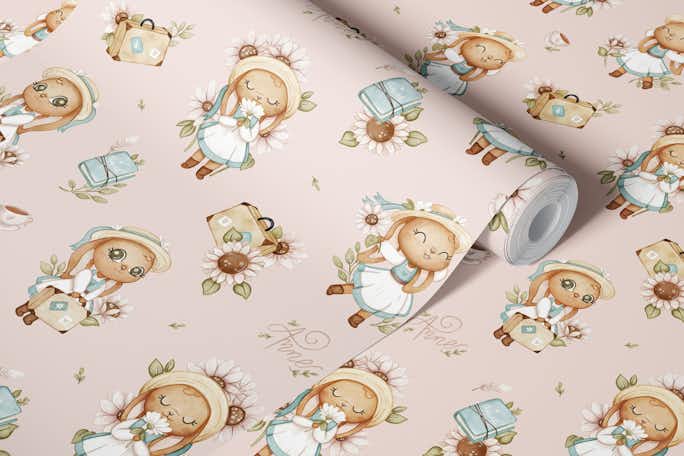 Bunny Anne - pinkwallpaper roll