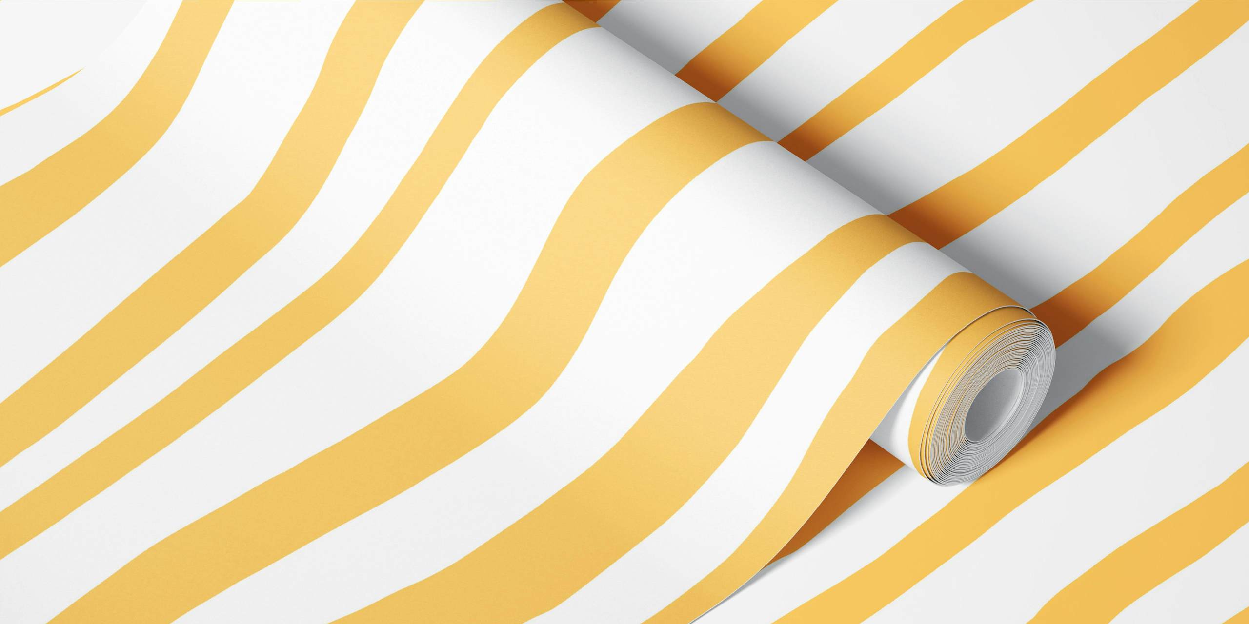 Pastel yellow wavy lines on white background wallpaper
